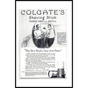 1924 Colgate Shaving Stick Soap Cream Vintage Print Ad Train Travel Wall Art